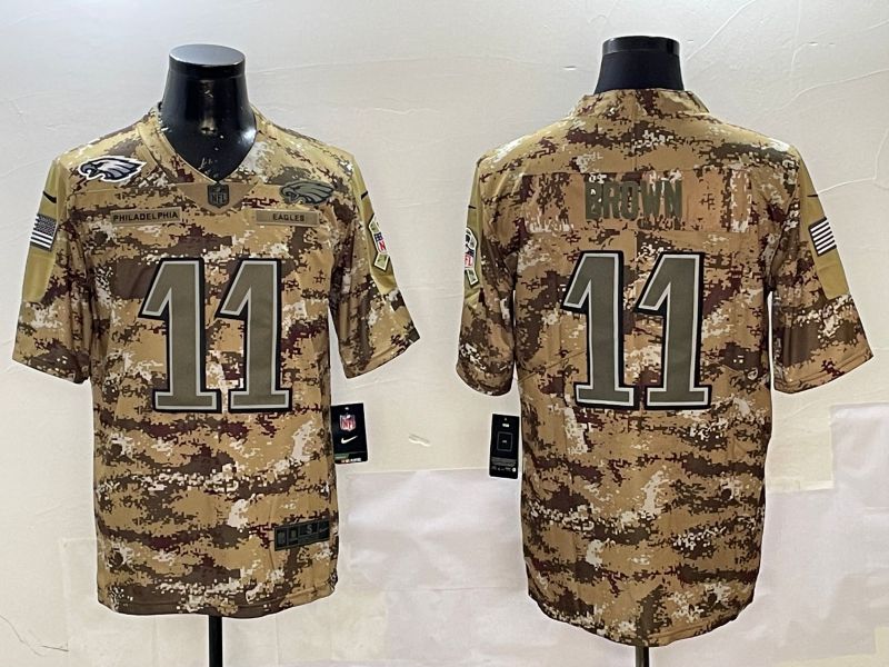 Men Philadelphia Eagles #11 Brown Camo 2025 Nike Salute to Service Limited NFL Jersey style 2124